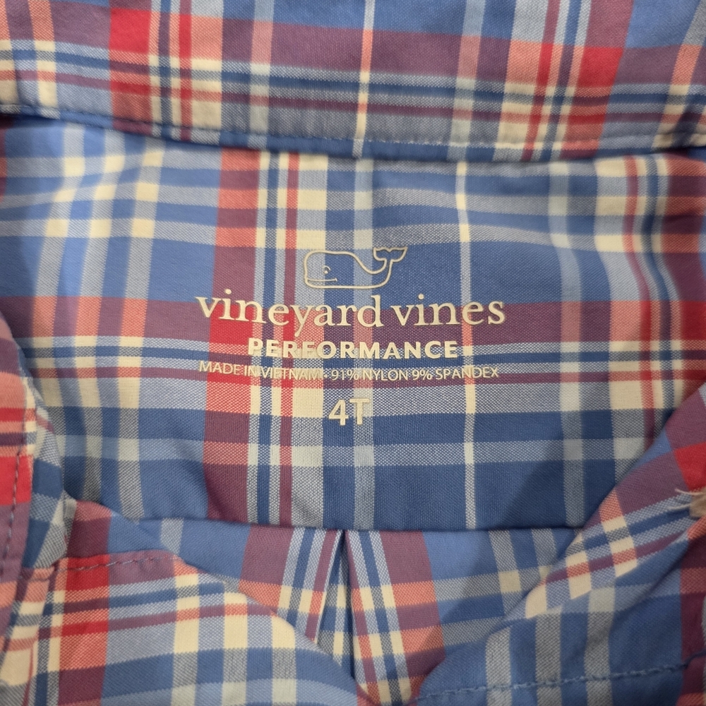 Vineyard Vines Toddler Boys Plaid Nylon Long Sleeve Performance Button Down 4T - Picture 6 of 7